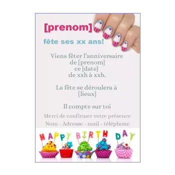 carte invitation anniversaire enfant gateau 