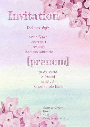 Carte Invitation Anniversaire Fleur Enfant Fille Gratuit A Imprimer Carte 94