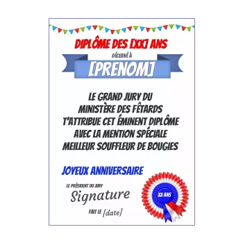 diplome anniversaire 10 ans 20 ans 30 ans 40 ans 50 ans 60 ans 70 ans 80 ans humour 