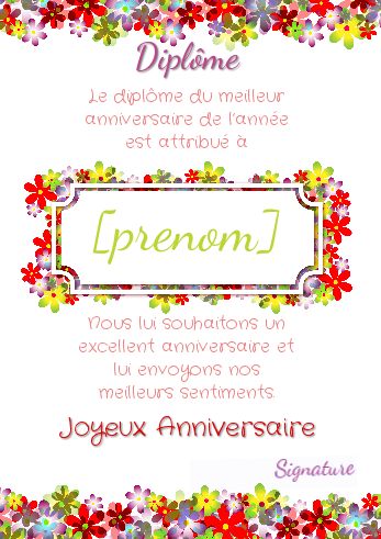 Diplome Fleur à imprimer