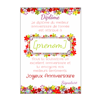 Diplome Pour Un Anniversaire A Imprimer Gratuit