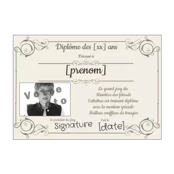 diplome anniversaire 10 ans 20 ans 30 ans 40 ans 50 ans 60 ans 70 ans 80 ans humour gris 