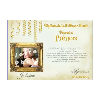 diplome meilleure grand mere fete jaune 