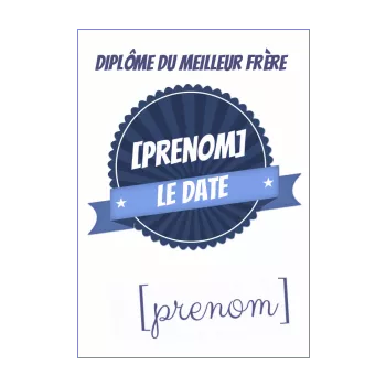 diplome meilleur frere blason bleu 