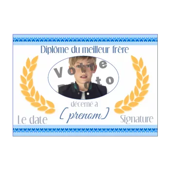 diplome meilleur frere bleu garcon 