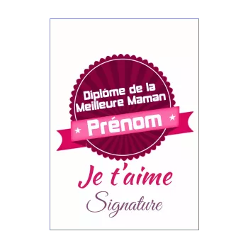 diplome meilleure maman blason mauve rose 