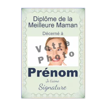 diplome meilleure maman bleu vert 