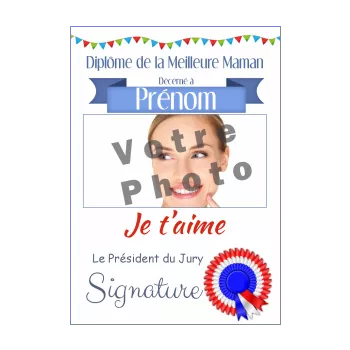 diplome meilleure maman bleu rouge 
