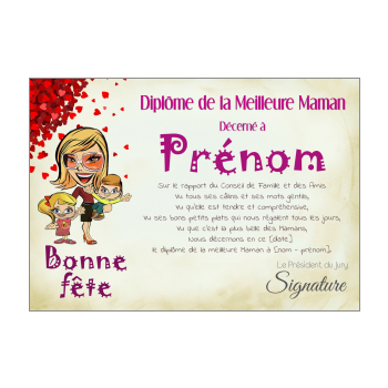 Diplome De Meilleure Maman Pour La Fete Des Meres A Imprimer