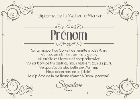 Diplome Meilleure Maman Jaune Elegant A Imprimer Carte 1671