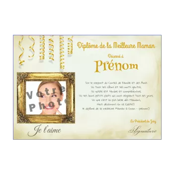 diplome meilleure maman jaune orange 