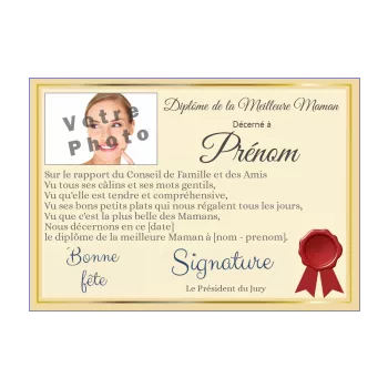 diplome meilleure maman jaune 
