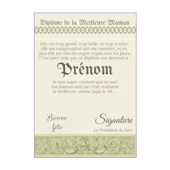 diplome meilleure maman vert 