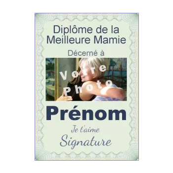 diplome meilleure grand mere bleu vert 