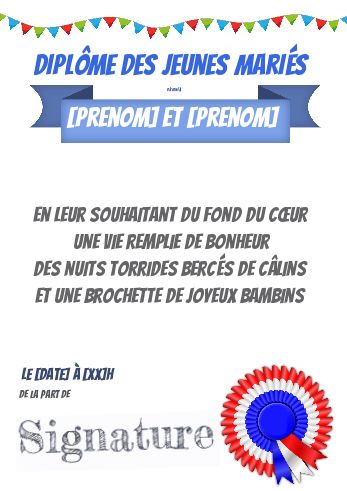 Diplome Mariage à imprimer