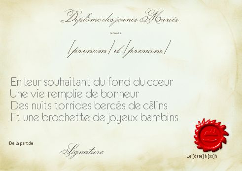 Diplome Mariage à imprimer