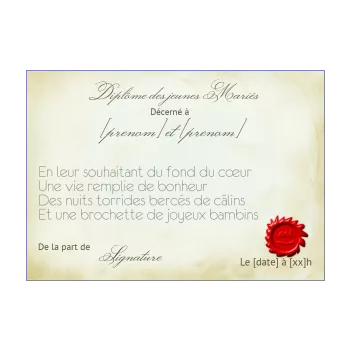 diplome mariage humour jaune 