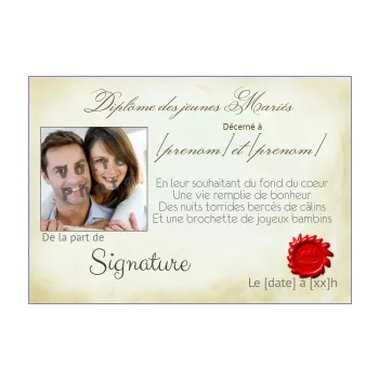 diplome mariage humour jaune 