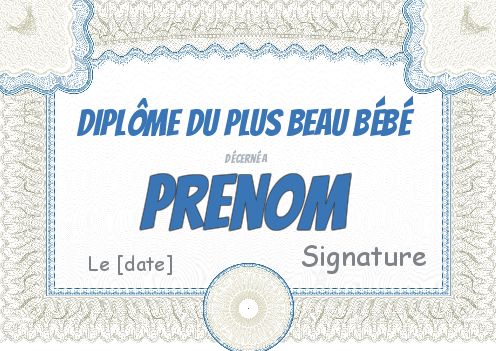 Diplome Naissance Bebe Bleu Garcon gratuit à imprimer