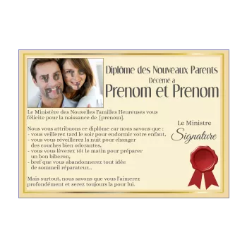 diplome naissance jaune parents 