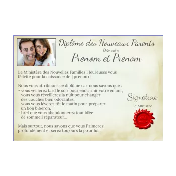 diplome naissance lettre parents 
