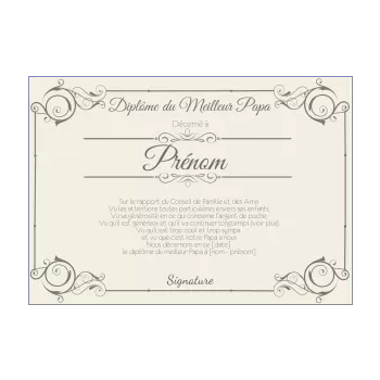 diplome meilleur papa fete elegant jaune 