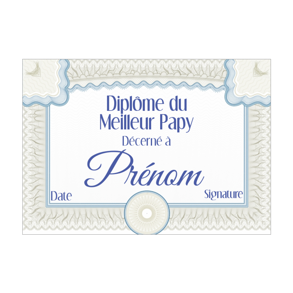 Diplome Meilleur Grand Pere Bleu gratuit à imprimer (carte ...