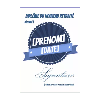 diplome retraite humour blason bleu 