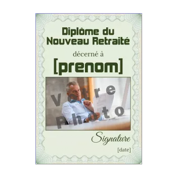 diplome retraite humour vert 