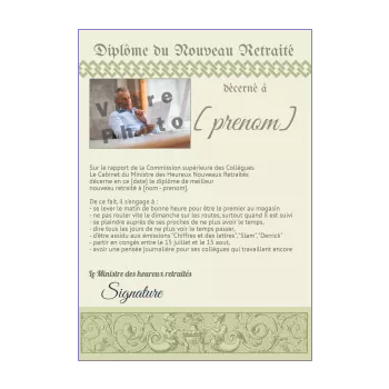 diplome retraite humour vert 