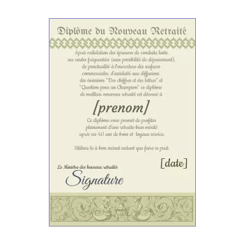 diplome retraite humour vert 