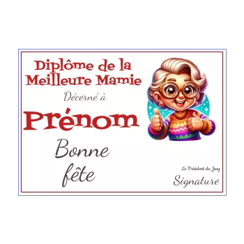 diplome meilleure grand mere humour dessin 