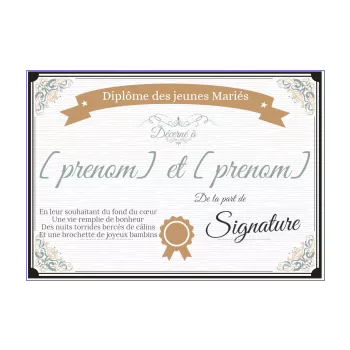diplome mariage elegant marron 