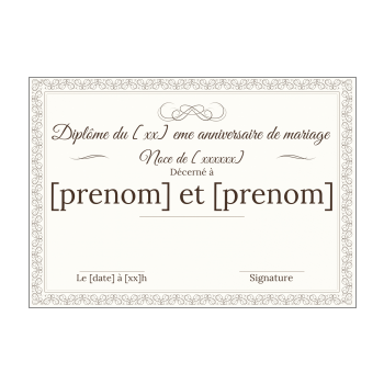 Diplome Anniversaire Mariage Noce Gratuit A Imprimer Carte 406