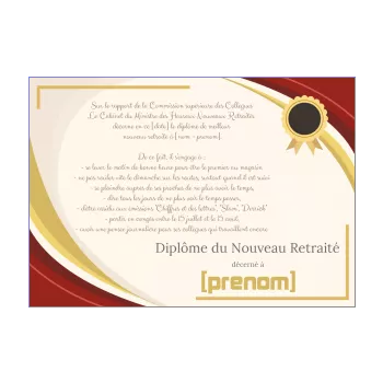 diplome retraite humour marron rouge 