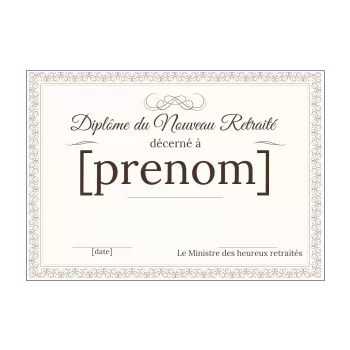 diplome retraite humour elegant jaune marron 