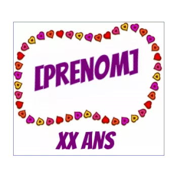 etiquette anniversaire cadeau coeur fille mauve 