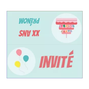 etiquette anniversaire carton table ballon bleu enfant gateau place 