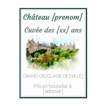 etiquette bouteille chateau dessin vert vin alcool 