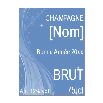 etiquette bouteille nouvel an repas champagne bleu 