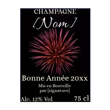 etiquette bouteille nouvel an repas champagne noir alcool 
