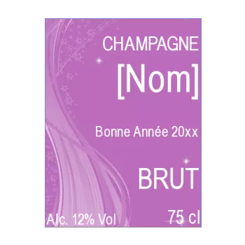 etiquette bouteille nouvel an repas champagne mauve alcool 