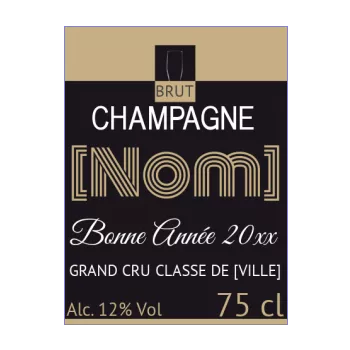 etiquette bouteille nouvel an repas champagne noir alcool 