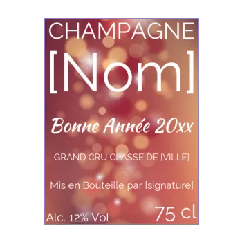 etiquette bouteille nouvel an repas champagne etoile orange 