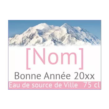 etiquette bouteille eau nouvel an repas rose 