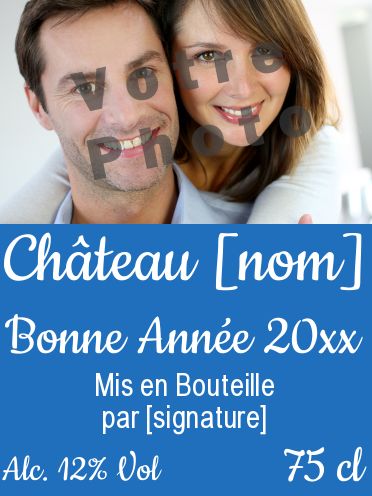 Etiquette Bouteille Nouvel An Repas avec photo à imprimer