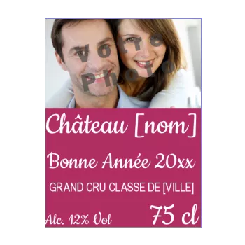 etiquette bouteille nouvel an repas mauve vin 