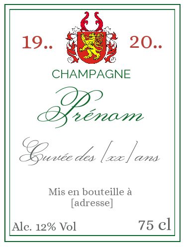 Etiquette Anniversaire Bouteille Champagne Blanc Blason Gratuit A Imprimer Carte 308