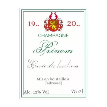 etiquette anniversaire bouteille champagne blanc blason alcool 