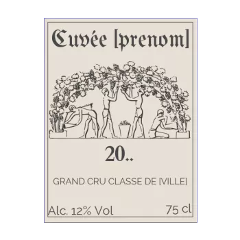 etiquette anniversaire bouteille marron vin 